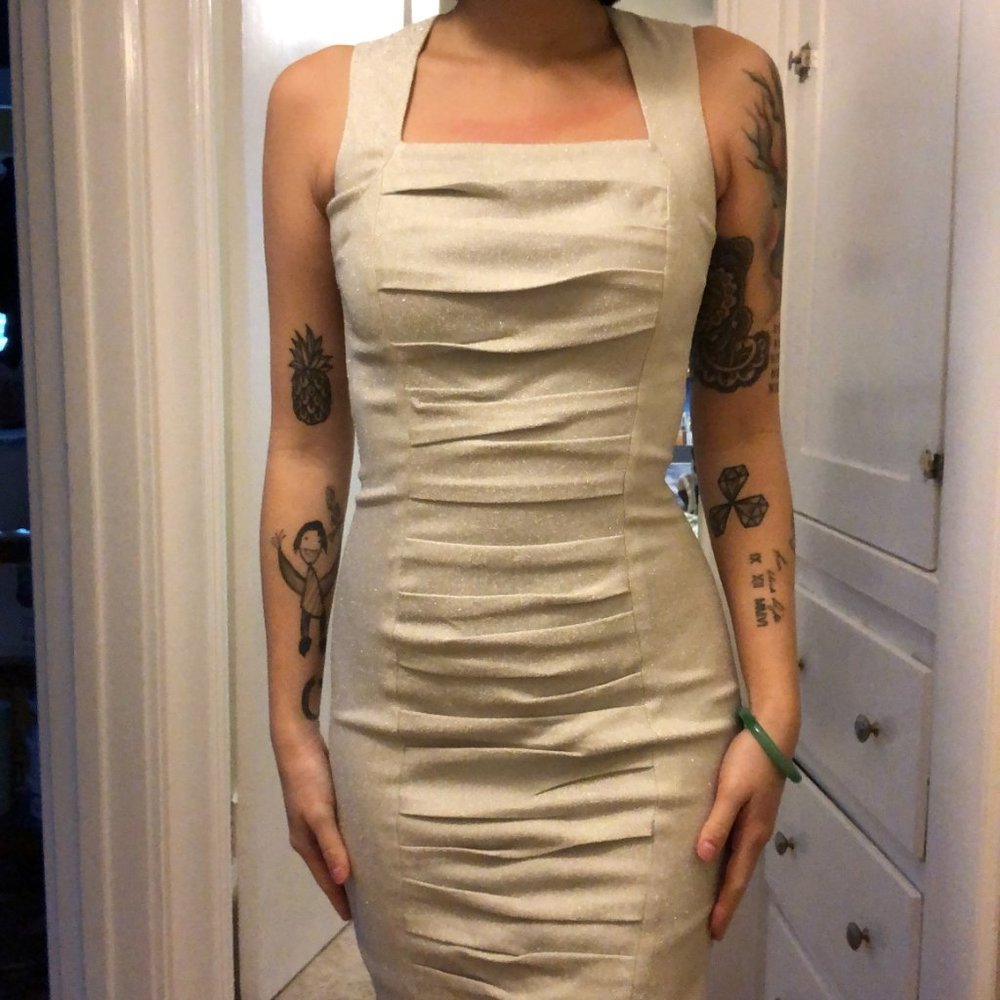 Yigal Azrouel Metallic Draped Dress